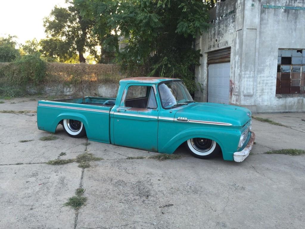 1963 Ford F 100 Speed shop Bagged Patina Chevy shop truck